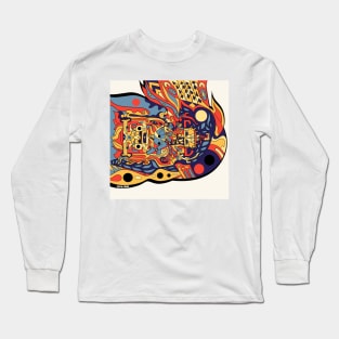 pakal the mayan magical astronaut in alien ship of pattern and colors Long Sleeve T-Shirt